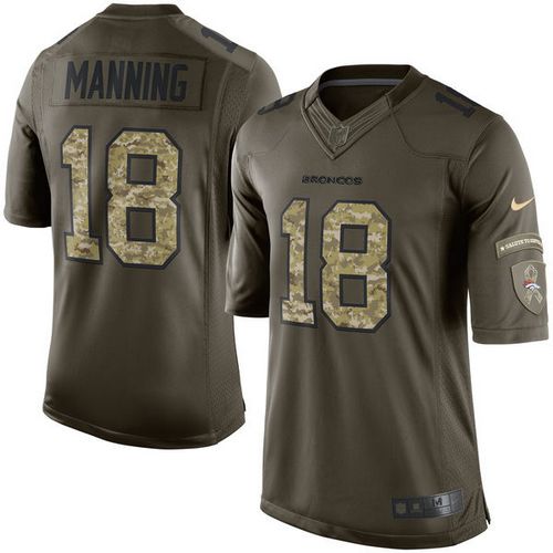 Nike Broncos #18 Peyton Manning Green Youth Stitched NFL Limited Salute to Service Jersey